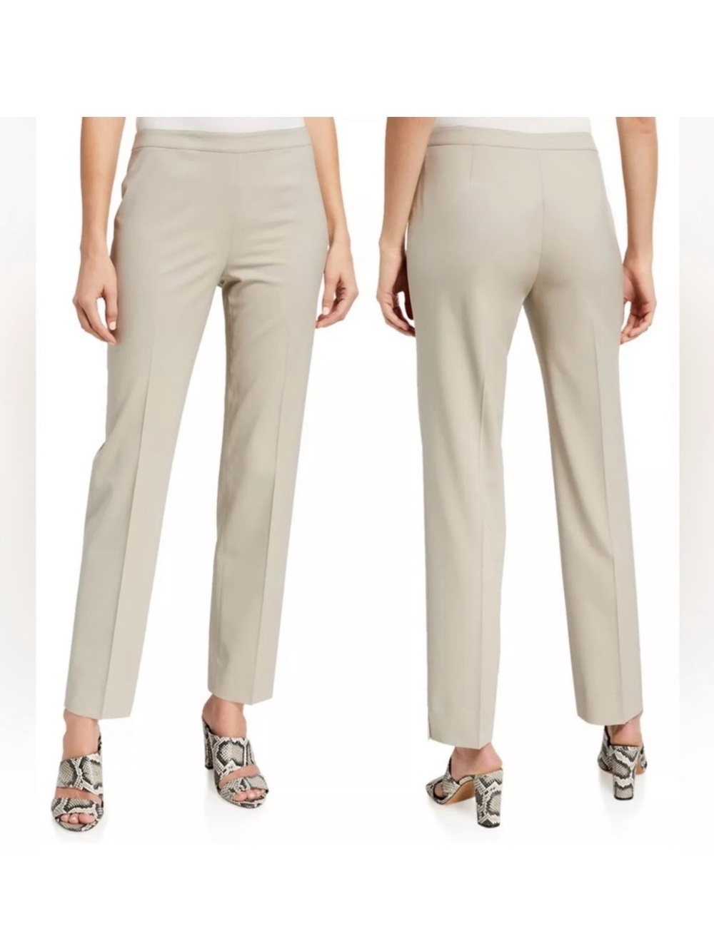 Lafayette 148 Bleeker Women’s Straight-Leg Pants in Light Beige size 18 0078